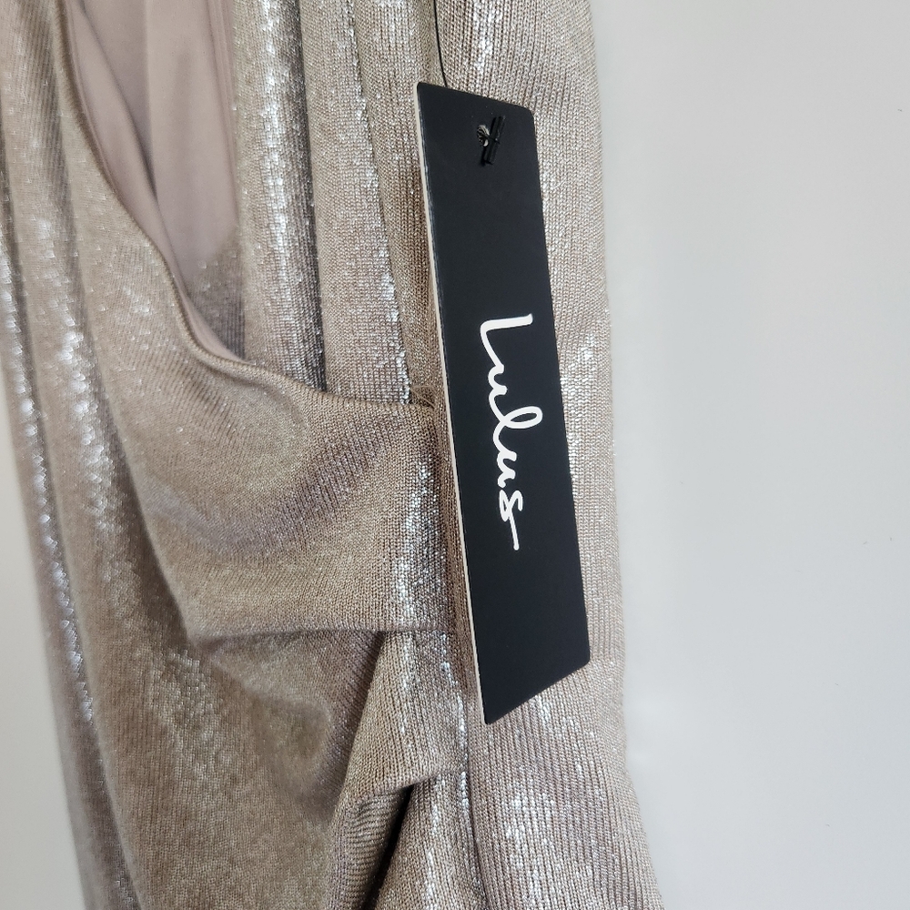 Lulu's Metallic Champagne Mini Dress - Picture 4 of 6